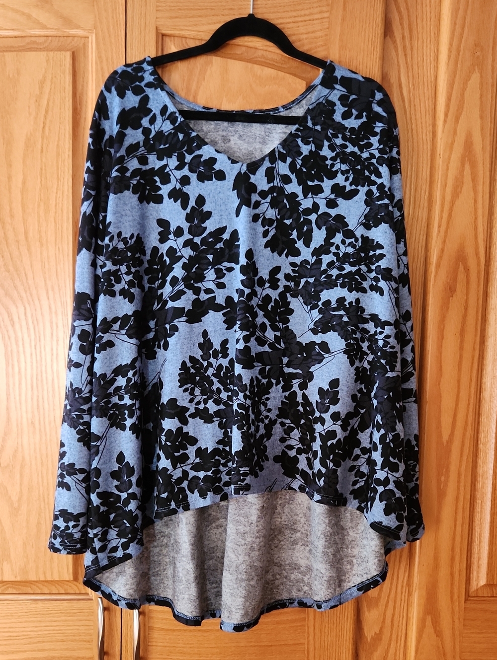 Studio Gray and Black Crewneck Knit Top
